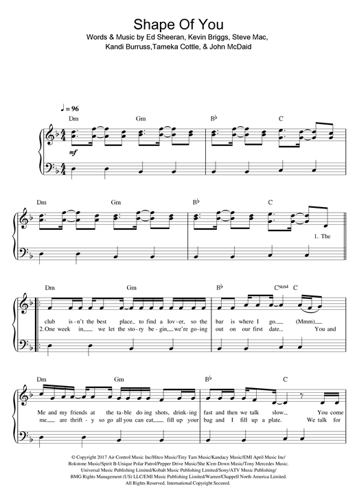 Shape Of You (Easy Piano) von Ed Sheeran