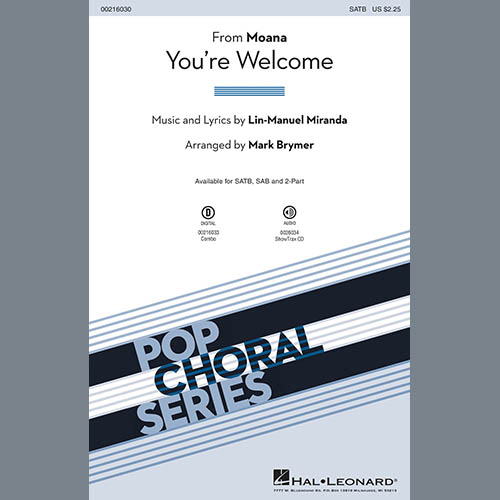 cover: You're Welcome (from Moana) (arr. Mark Brymer), , Chor