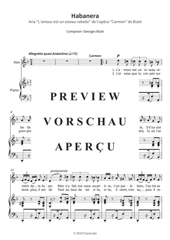 gallery: Habanera - Aria L´amour est un oiseau rebelle de l´opéra Carmen de Bizet , , (Gesang + Klavier)