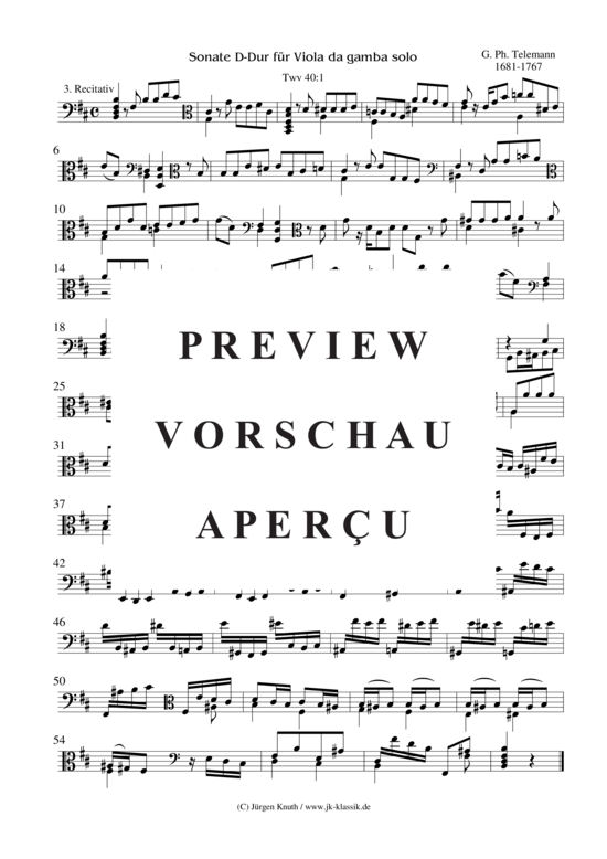 gallery: Sonate D-Dur für Viola da gamba solo TWV 40:1 , , (Viola Solo)