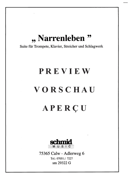 gallery: Narrenleben , , (Suite für Trompete + Ensemble) Partitur mit Sprecher