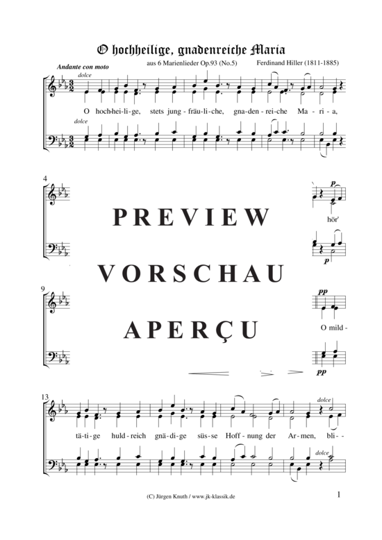 gallery: O hochheilige, gnadenreiche Maria (aus 6 Marienlieder Op.93 (No.5) , ,  (Gemischter Chor)