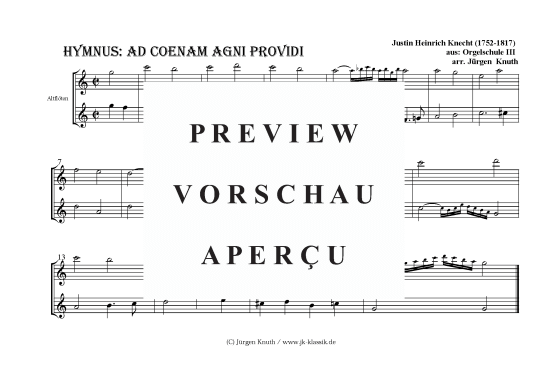 gallery: Hymnus: Ad Coenam Adni Providi  ?aus Orgelschule 3? , , (Duett: 2x Flöte)