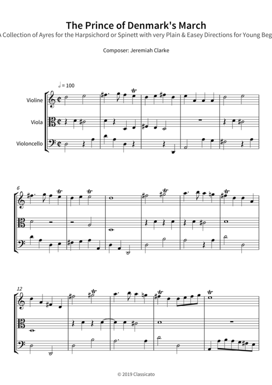 The Prince of Denmark´s March - from A Collection of Ayres for the Harpsichord or Spinett with very Plain & Easey Directions for Young Beginners 