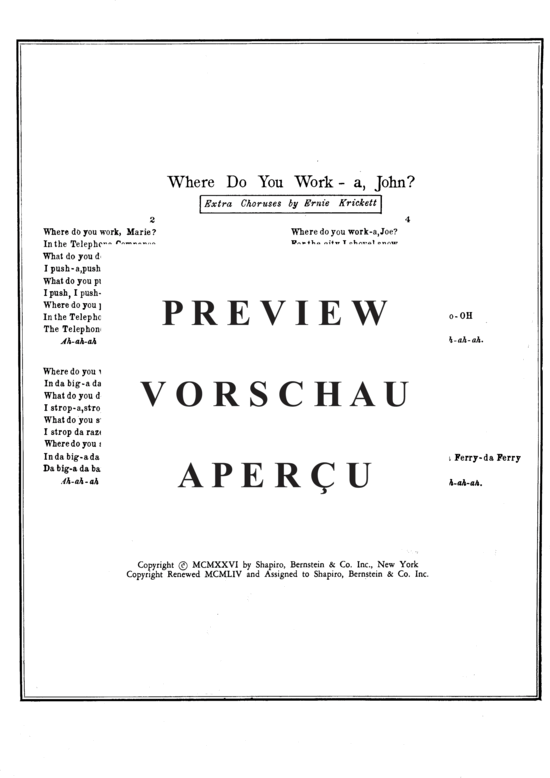 gallery: Where Do You Work-a John? , Popular Standard, (Klavier + Gesang)