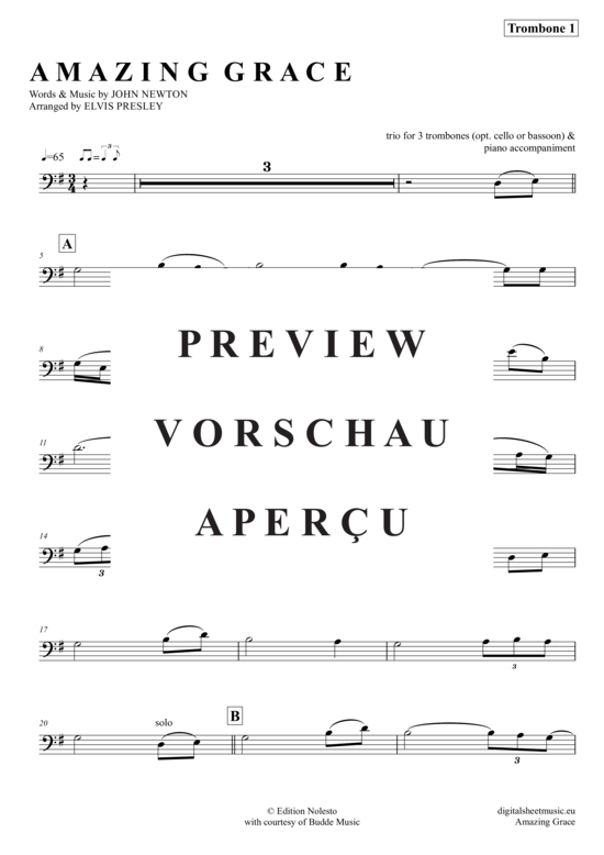 gallery: Amazing Grace , Presley, Elvis, (Posaunen Trio + Klavier)
