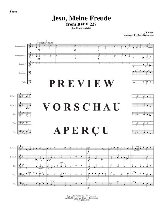 gallery: Jesu Meine Freude , , (Blechbläserquintett)