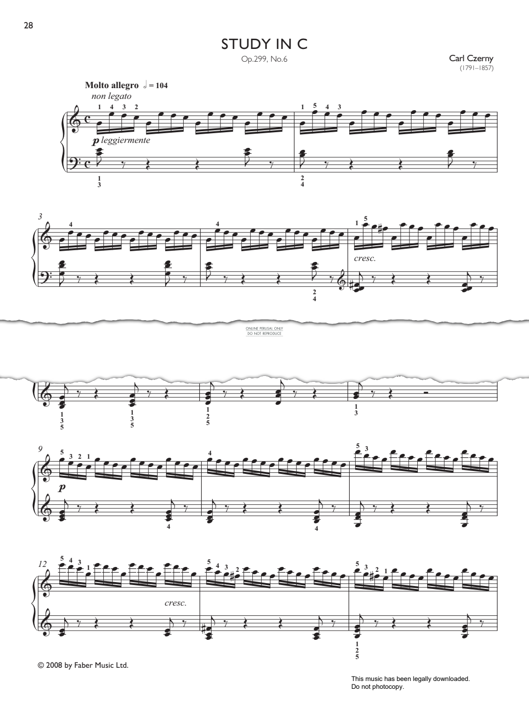 gallery: Study in C Op. 299, No. 6 (from Real Repertoire Studies Grades 4-6), Carl Czerny, Klavier