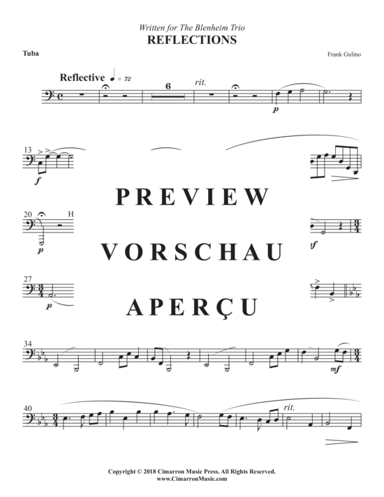 gallery: Reflections , , (Quartett für Horn in F, Posaune, Tuba + Piano)