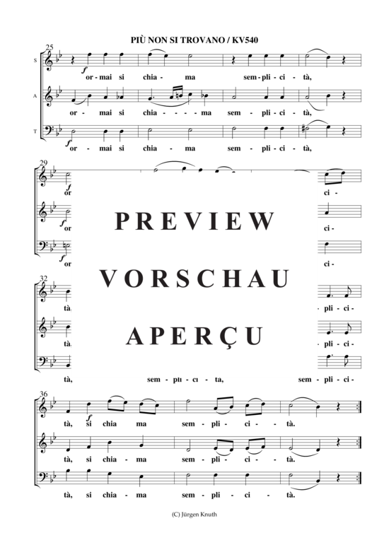 gallery: Piu non si Trovano (Terzett) , ,  KV549 (Gemischter Chor SAT + Bläser-Trio)