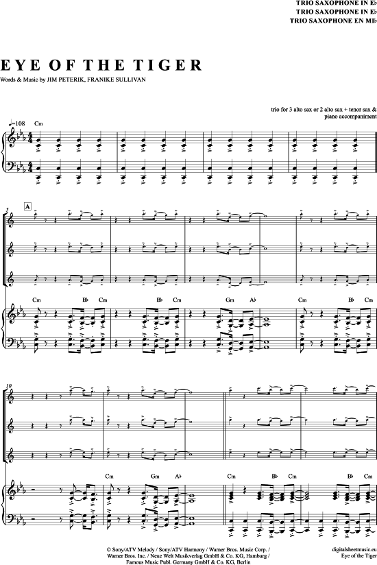 Eye of the tiger (Saxophon Trio AAA(T) 
