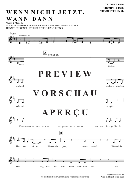 gallery: Wenn Nicht Jetzt, Wann Dann , Höhner, (Trompete in B)