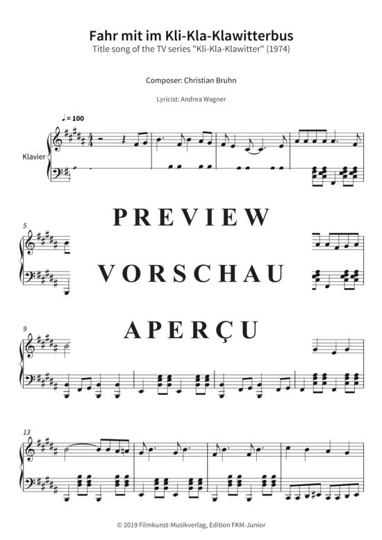 gallery: Fahr mit im Kli-Kla-Klawitterbus - Title song of the TV series Kli-Kla-Klawitter (1974) , ,  (Klavier Solo)
