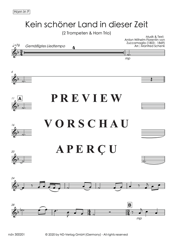 gallery: Kein schöner Land in dieser Zeit , , (2x Trompeten in B und Horn in F)