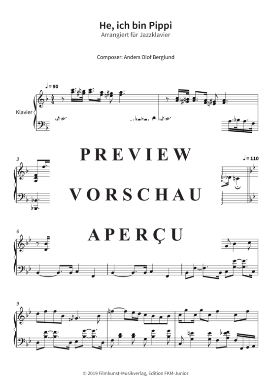 gallery: He, ich bin Pippi - Arrangiert für Jazzklavier , , (Klavier Solo)