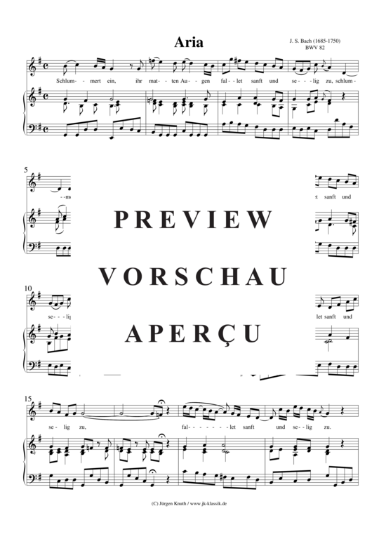 gallery: Rezitativ und Arie BWV 82 aus dem Notenbuch Anna M. Bach , , (Gesang + Klavier/Cembalo, BC)