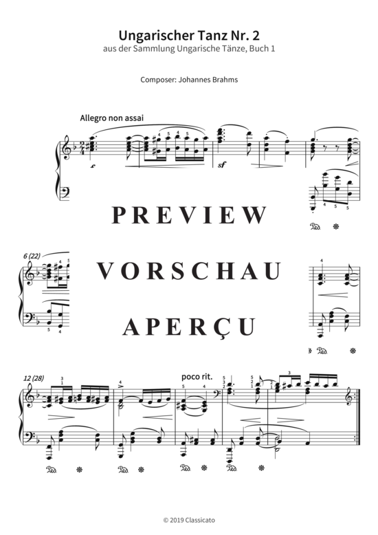 gallery: Ungarischer Tanz Nr. 2 - aus der Sammlung Ungarische Tänze, Buch 1 , , (Klavier Solo)