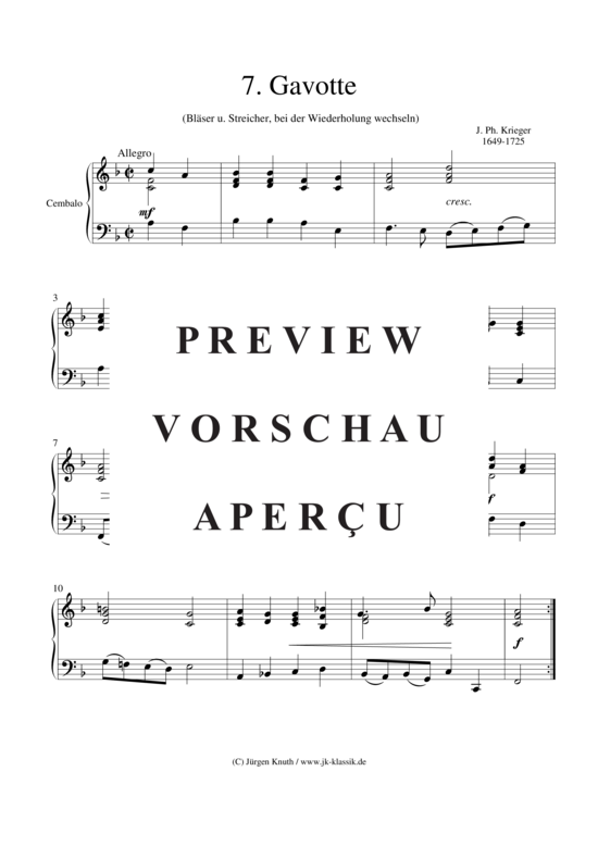 gallery: Gavotte (Satz: 7) , ,  aus der Feldmusik 1704 No. III (Gemischtes Ensemble)