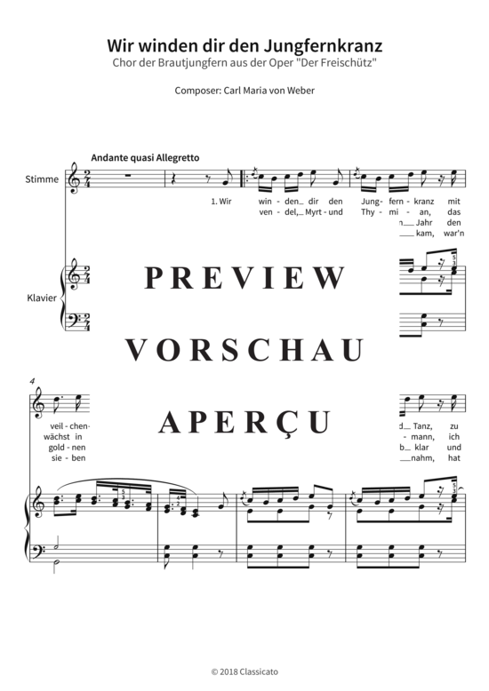 gallery: Wir winden dir den Jungfernkranz - Chor der Brautjungfern aus der Oper Der Freischütz , , (Gesang + Klavier)