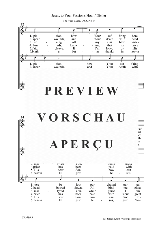 gallery: Jesus, to Your Passion´s Hour (The Year Cycle, Op.5. No.14), , (female choir SSA)