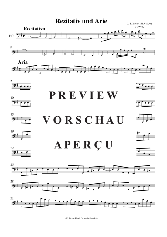 gallery: Rezitativ und Arie BWV 82 aus dem Notenbuch Anna M. Bach , , (Gesang + Klavier/Cembalo, BC)