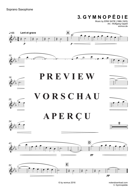 gallery: Gymnopedie No. 3 , , (Saxophon Quartett SATB)