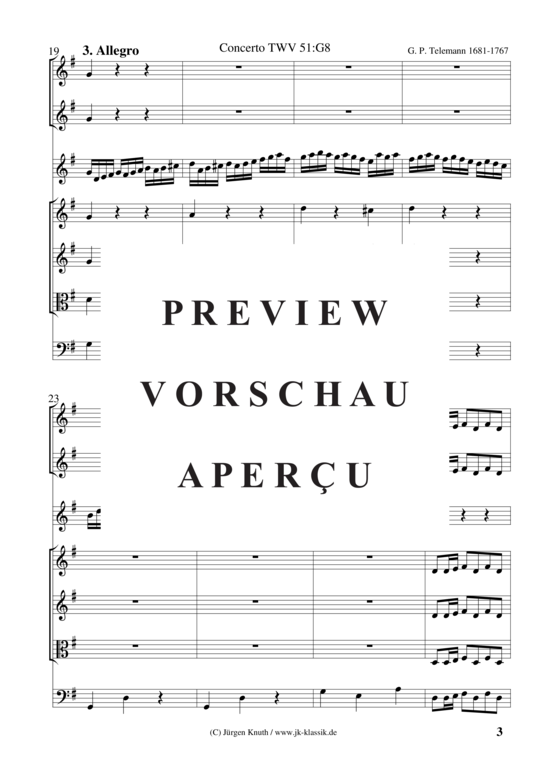 gallery: Violinkonzert à 8 TWV 51:G8 Satz:3 Allegro , , (Gemischtes Ensemble 2x Ob. 3x Vl. Vla + BC)