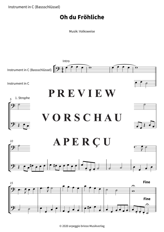 gallery: Oh du Fröhliche , , (Duett für 2 Stimmen in C, B, Es, + C-Bassschlüssel)