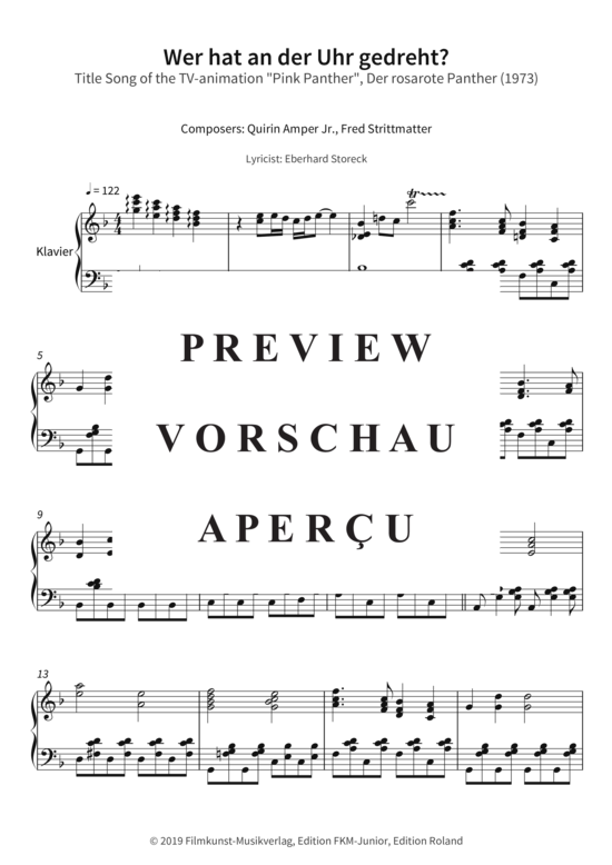 gallery: Wer hat an der Uhr gedreht? - Title Song of the TV-animation Pink Panther, Der rosarote Panther (1973) , ,  (Klavier Solo)