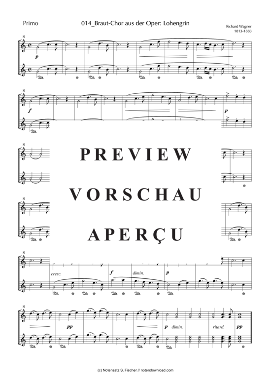 gallery: Braut-Chor aus der Oper: Lohengrin , , (Klavier vierhändig) 