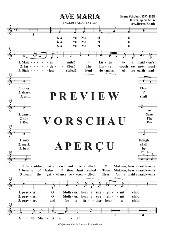 gallery: Ave Maria  D.839, op.52.6, F-Dur   English Adaptation , , (Orgel + Gesang)