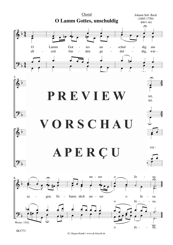 O Lamm Gottes, unschuldig BWV 401