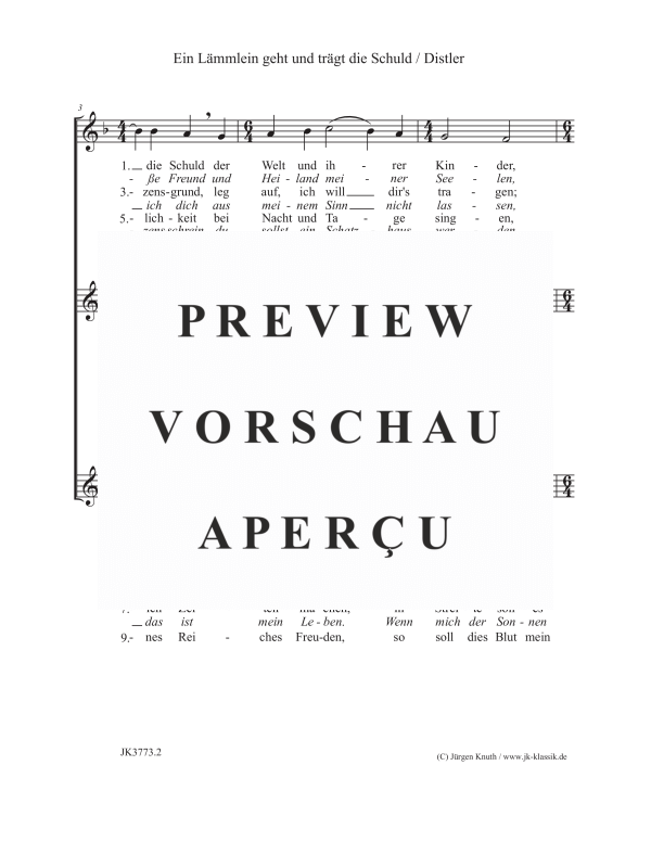 gallery: Ein Lämmlein geht und trägt die Schuld (Der Jahrkreis Op.5, No.12), , (female choir SSA)