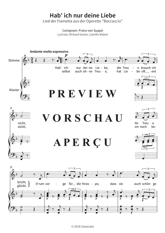 gallery: Hab´ ich nur deine Liebe - Lied der Fiametta aus der Operette Boccaccio , , (Gesang + Klavier)