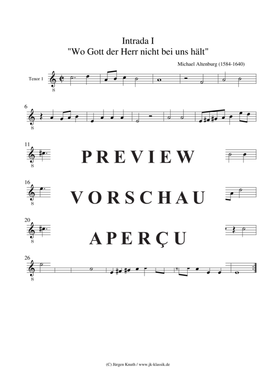 gallery: Intrada 1 (Wo Gott der Herr nicht bei uns hält) , ,  (Streicher/Bläser Ensemble 6 stimmig)