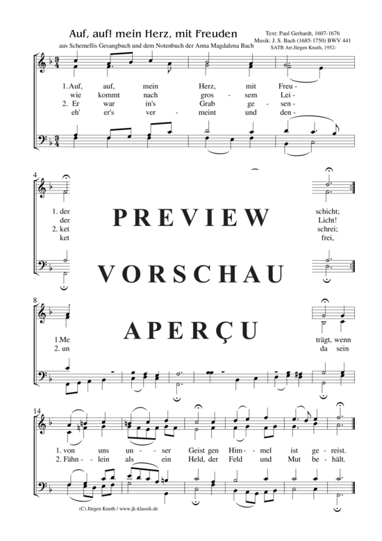 gallery: Auf, auf, mein Herz, mit Freuden BWV 441 , , (Gemischter Chor)