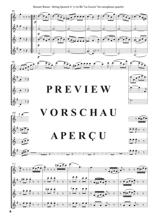 gallery: Streichquartett Nr. 17 in B, K 458 , , (Saxophon Quartett SATB)