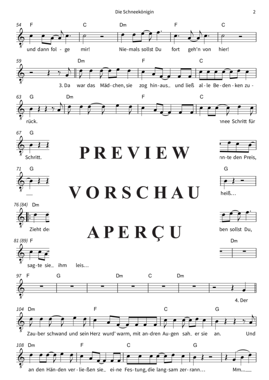 gallery: Die Schneekönigin (Gesang + Akkorde) , Yvaine,  (Leadsheet)