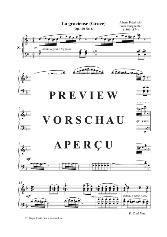 gallery: La gracieuse (Grace) , ,  Op. 100, No. 8 (Klavier Solo)