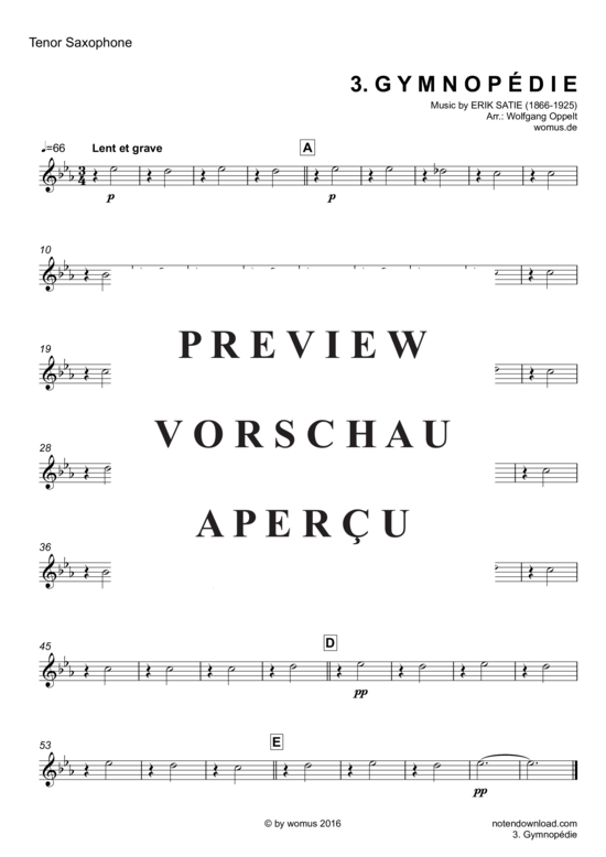 gallery: Gymnopedie No. 3 , , (Saxophon Quartett SATB)