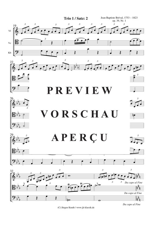 gallery: Trio 1 Op. 39, Nr. 1 , , (Streicher Trio für Violine, Violoncello + Kontrabass )