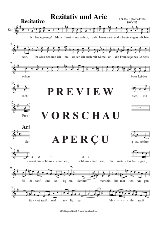 gallery: Rezitativ und Arie BWV 82 aus dem Notenbuch Anna M. Bach , , (Gesang + Klavier/Cembalo, BC)