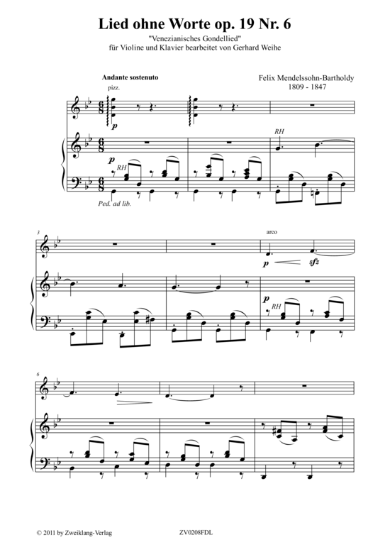 Lied ohne Worte Op.19 Nr. 6 