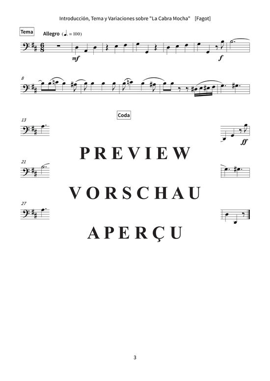 gallery: Einleitung, Thema und Variationen zu La Cabra Mocha für Jugendorchester , , (nur Einzelstimmen)