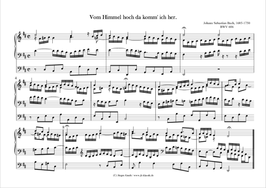 gallery: Vom Himmel hoch da komm´ ich her. BWV 606 , , (Klavier/Cembalo/Orgel Solo)