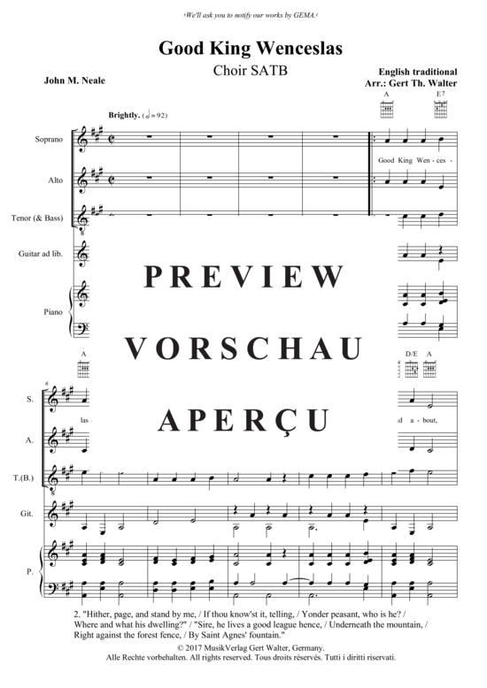 gallery: Good King Wenceslas , , (Gemischter Chor SAT + Klavier/Git. optional)