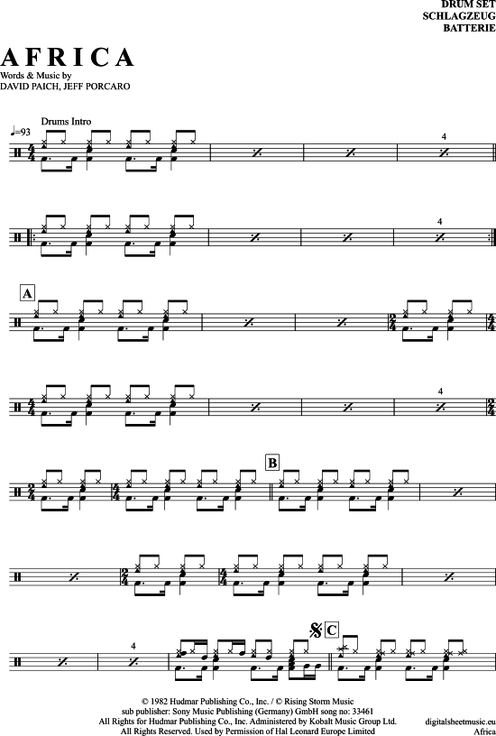 Africa - sheet music by Toto - 7150600 | notendownload