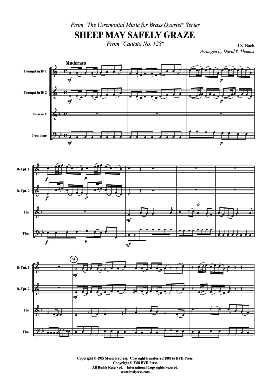 Schafe können sicher weiden (2xTromp in B, Horn in F (Pos) 