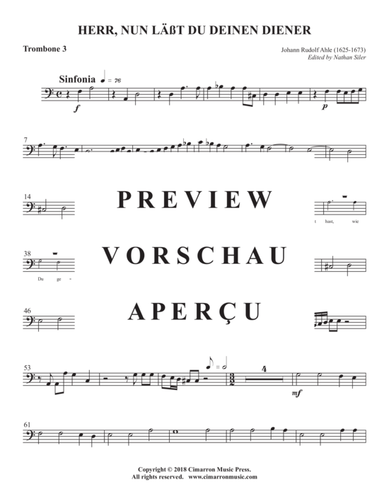 gallery: Herr, nun lässt Du Deinen Diener , , (Ensemble für Bass, 4x Posaune + BC)