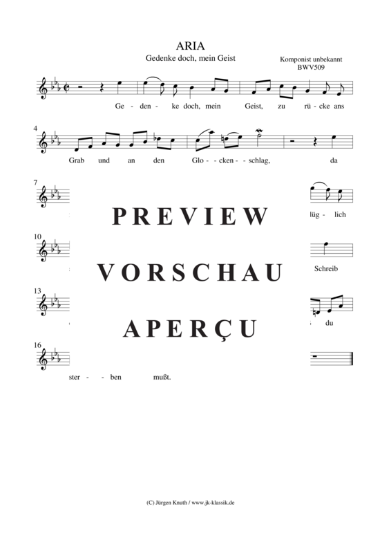 gallery: Gedenke doch, mein Geist (Aria aus dem Notenbuch Anna M. Bach BWV 509) , ,  (Sopran/Tenor + Klavier/Cembalo/Orgel)